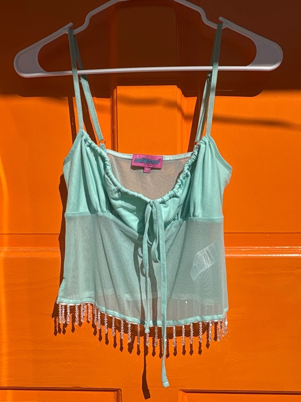 Edikted Beaded Hem Mint Camisole Top